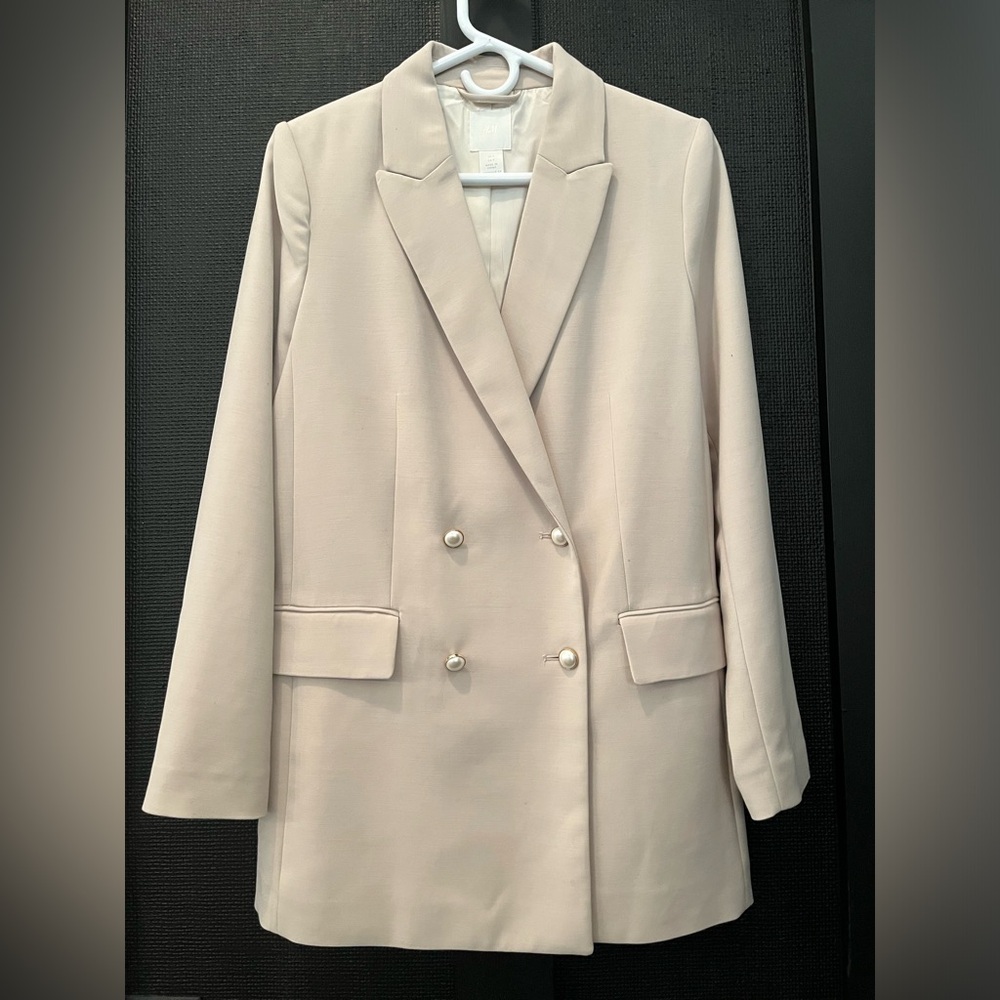 H&M Ivory Double Breasted Blazer Size S